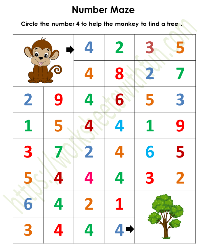 Number Maze Worksheet